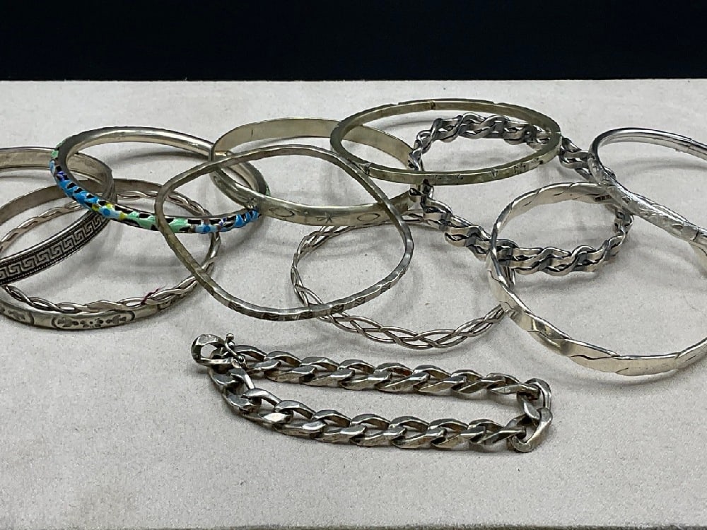 Ten (10) Sterling Silver Bangle Bracelets - 2