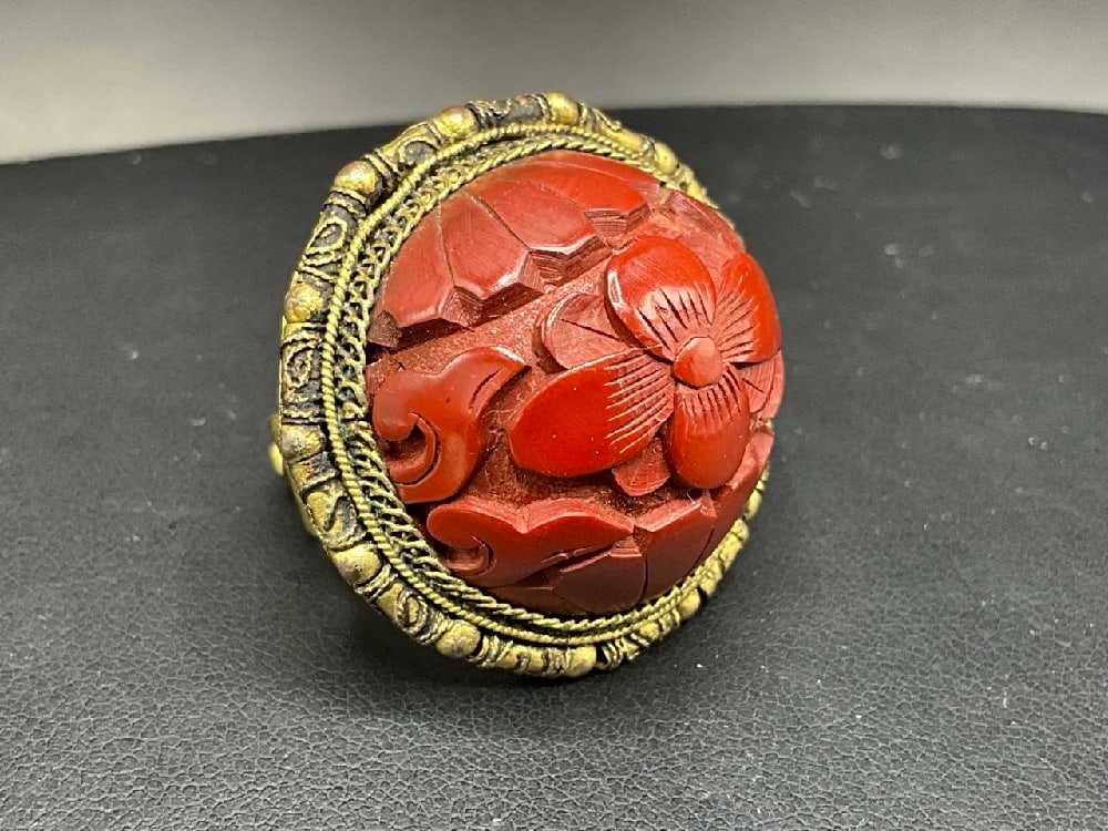 Old Chinese Cinnabar Ring  - 2