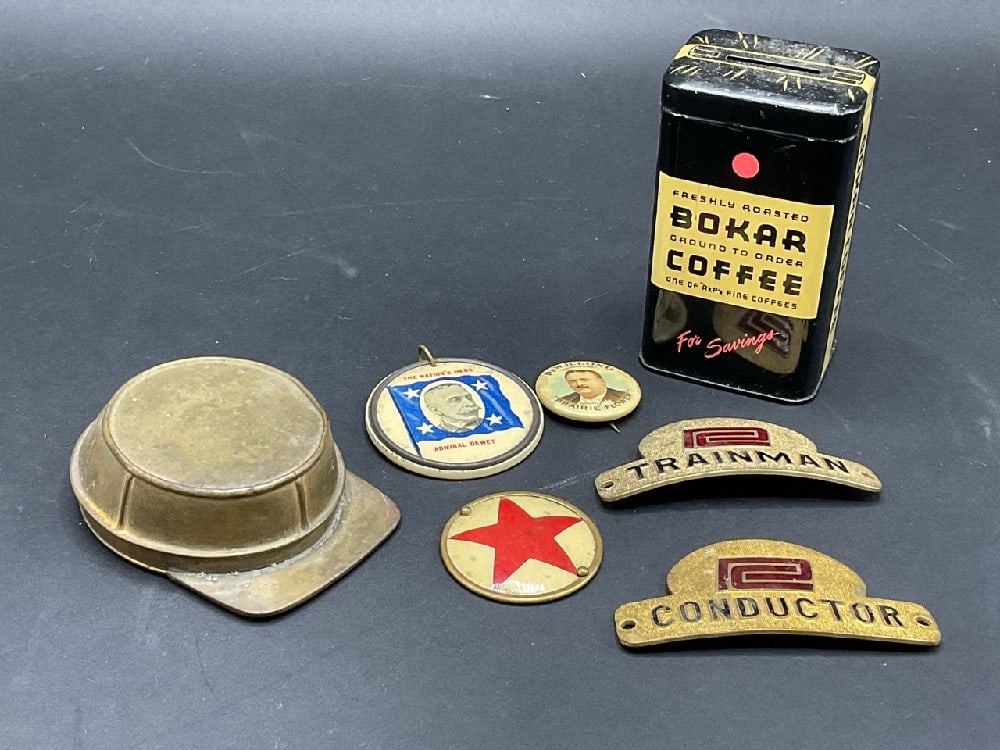 Compiled Grouping of Political Medals, Railroad, Wheat Pennies Etc. (1 of 10)