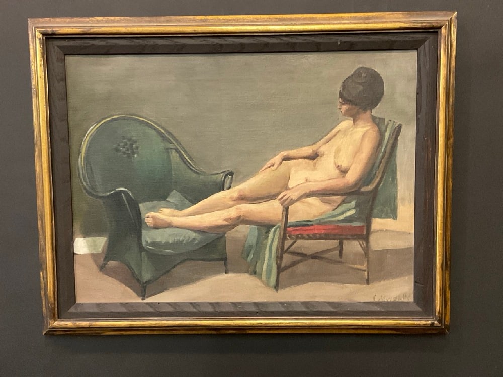 Ron Schwerin (American, b. 1940) Lounging Female Nude Study: Ron Schwerin (American, b. 1940).Untitled: Lounging Female Nude Study. Medium: Oil on canvas.Signed lower right "Schwerin" and Verso.Not dated. Dimensions: 13 1/2” x 18 1/2” and 18” 
