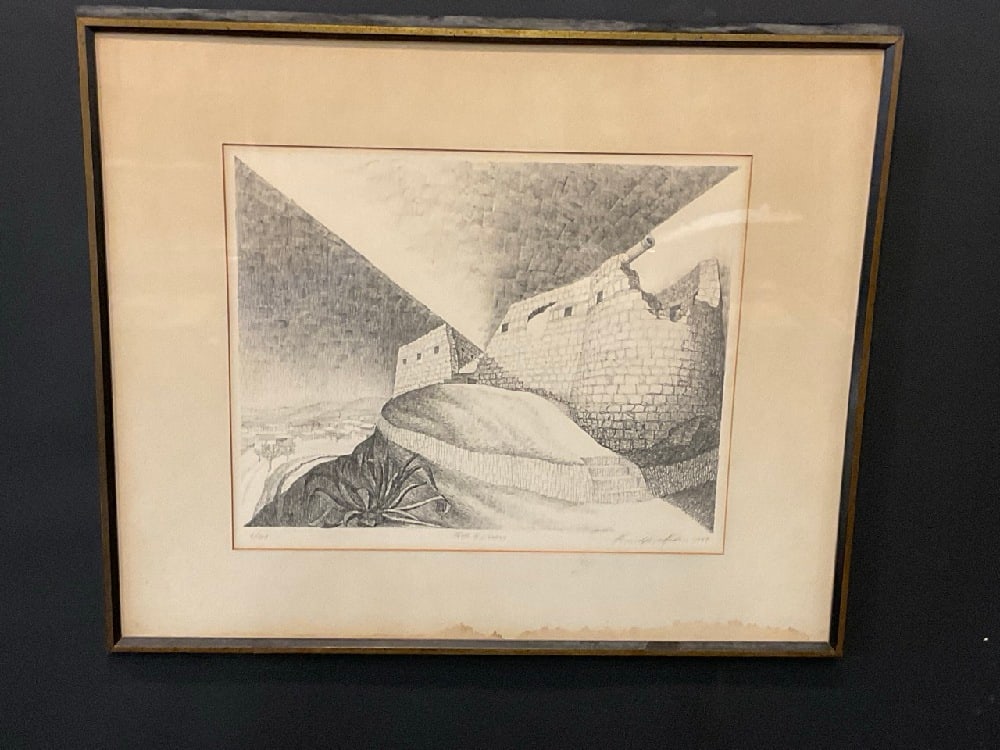 Daniel Serra Badue (Cuban, 1914-1996) "Desert Tower" 1964 Edition 6/20: Daniel Serra Badue (Cuban, 1914-1996)Titled: Desert Tower.Pencil signed lithograph print on paper. Dated 1964 and being an edition 6/20. Dimensions: 13 1/4” x 16 1/4” and 21” x 25&rd