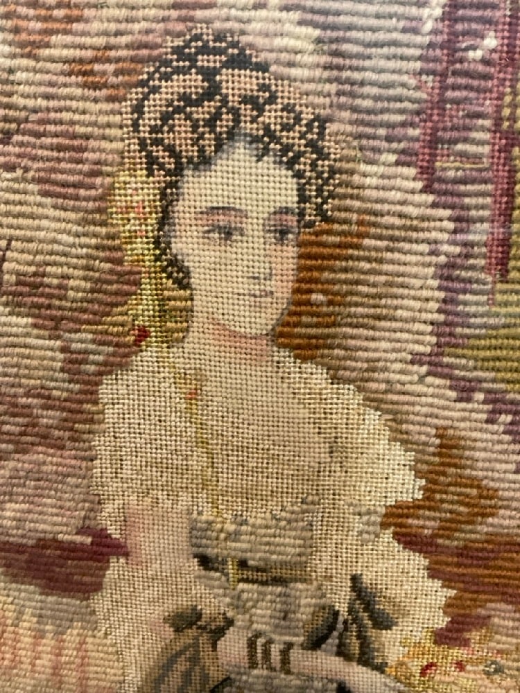 Needlepoint Work "Maiden in The Fields" Framed - 3