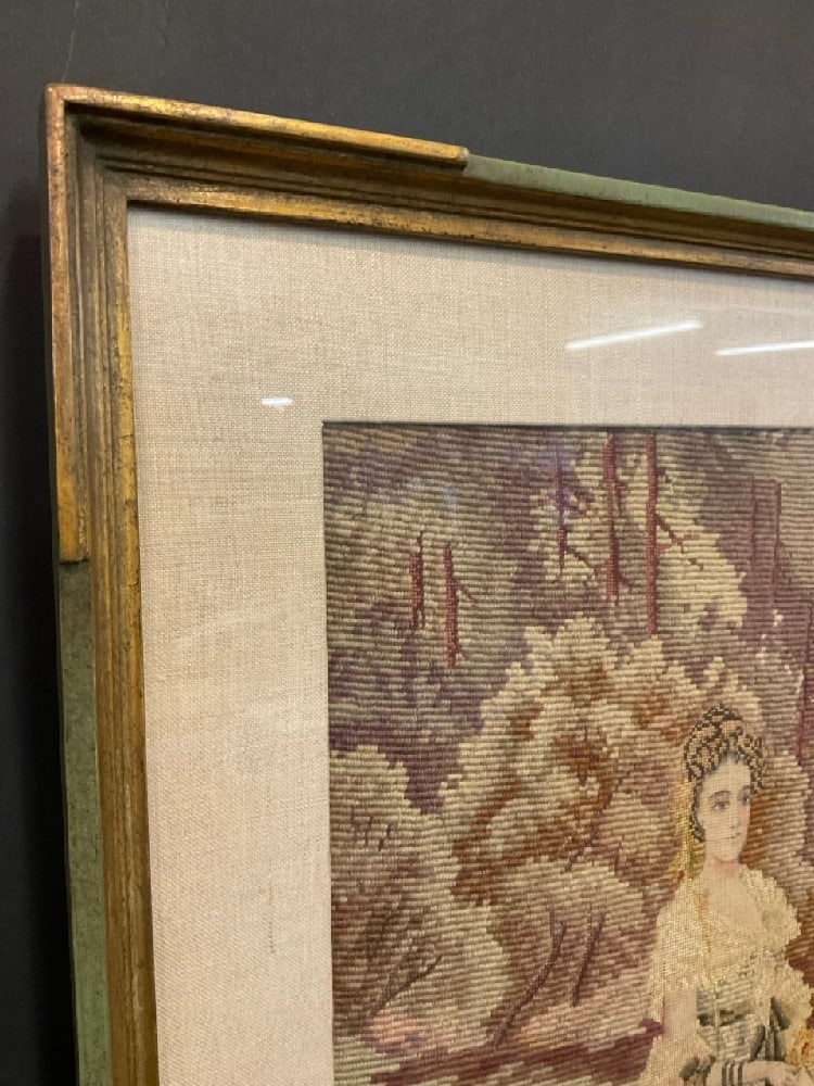 Needlepoint Work "Maiden in The Fields" Framed - 4