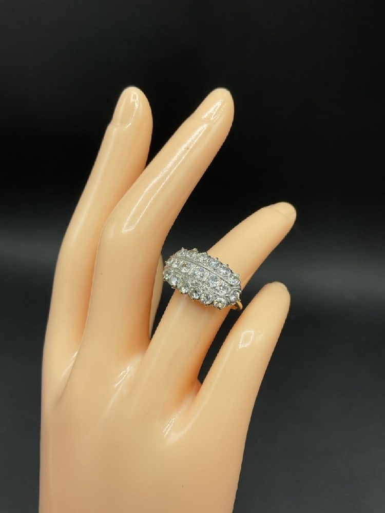 Antique 14K Gold Lady's Diamond Cluster Ring: Antique 14K Gold Lady's Diamond Cluster Ring.Not marked, tested for purity.Size 5,Approx. 2.88 ct. diamonds. Dimensions: 3.5 mm .16. Total weight: : 3.43 grams.