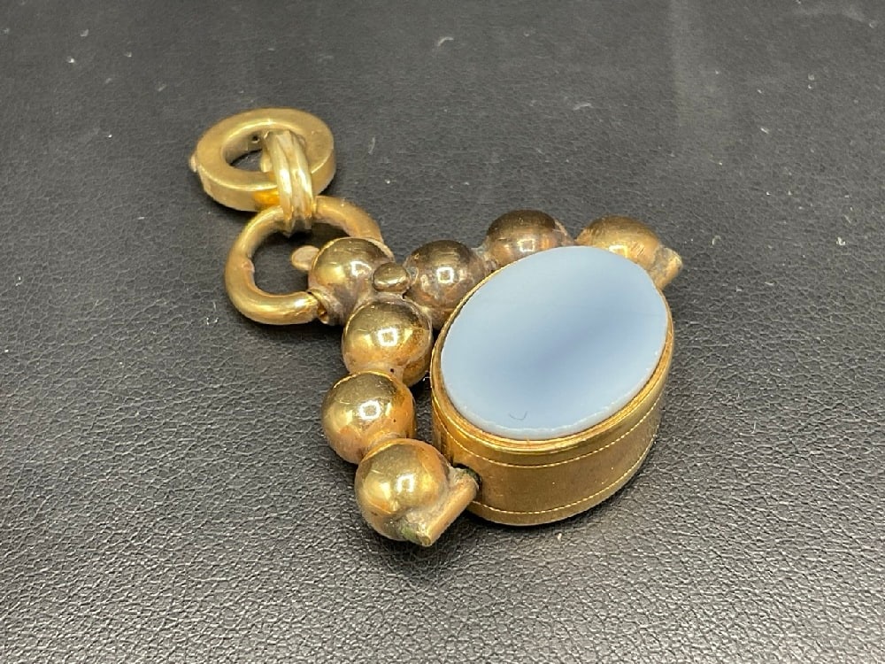 Antique Gold Watch Fob with Moonstone (1 of 8)