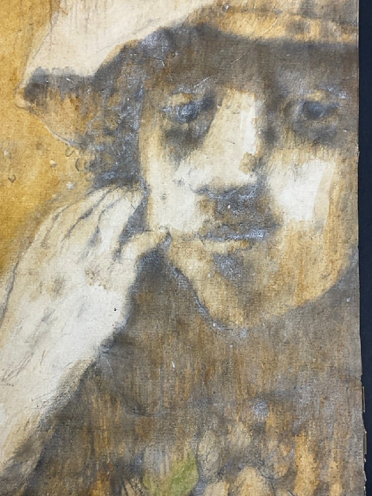 19th Century Graphite Pencil Watercolor Portrait Sketch (1 of 12)