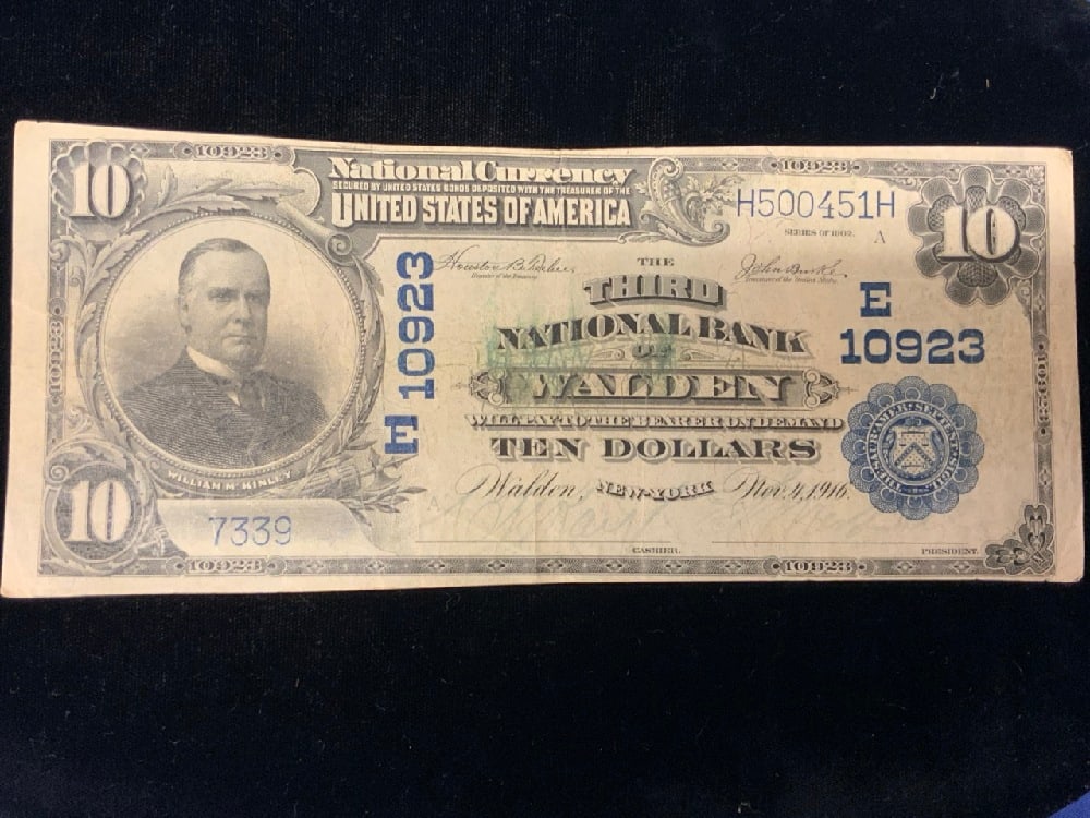 Series 1902 $10 National Bank of Walden, NY Large Note (1 of 2)