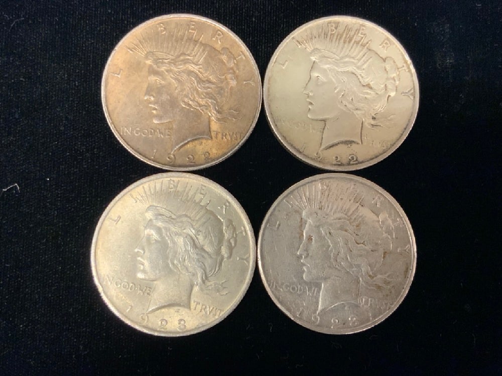 Four (4) Silver Peace Dollars (1 of 2)