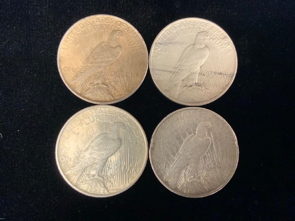 Four (4) Silver Peace Dollars - 2