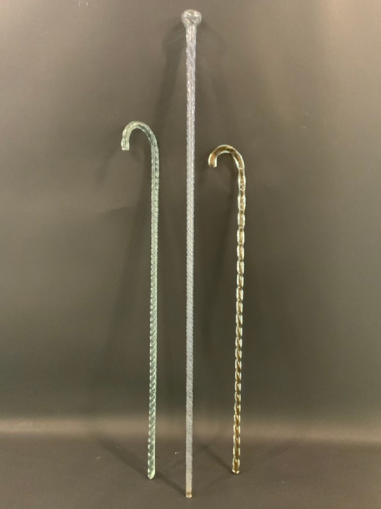 Three (3) Antique Glass Canes or Walking Sticks (1 of 6)