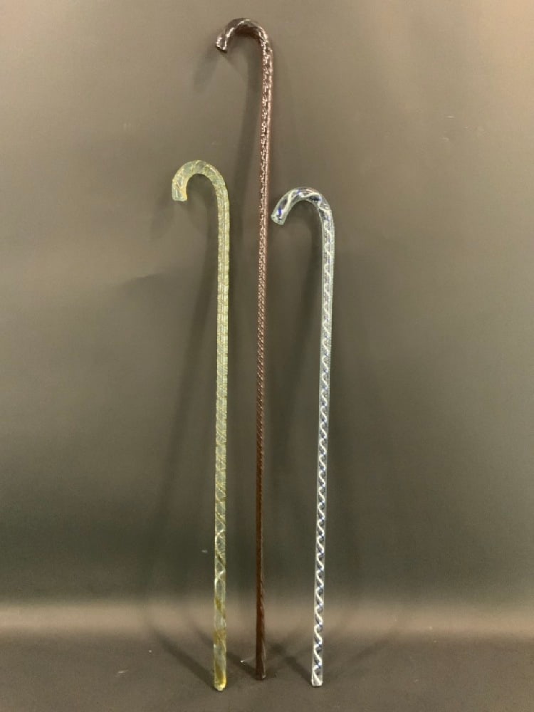 Three (3) Antique Glass Canes or Walking Sticks (1 of 5)