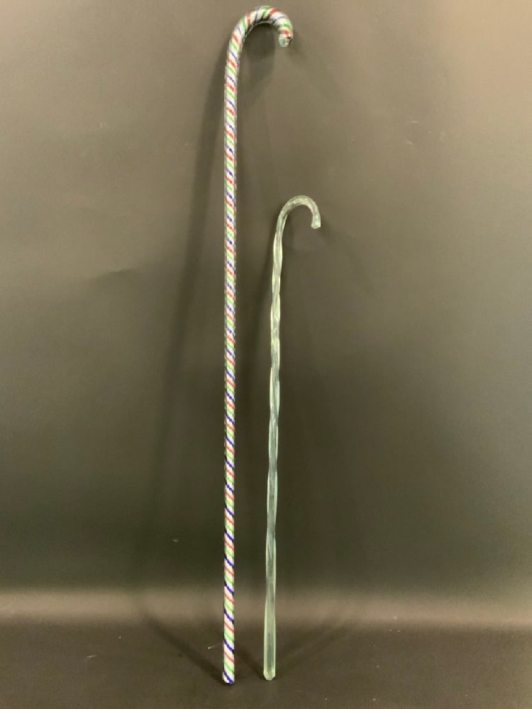 Two (2) Antique Glass Canes or Walking Sticks (1 of 6)