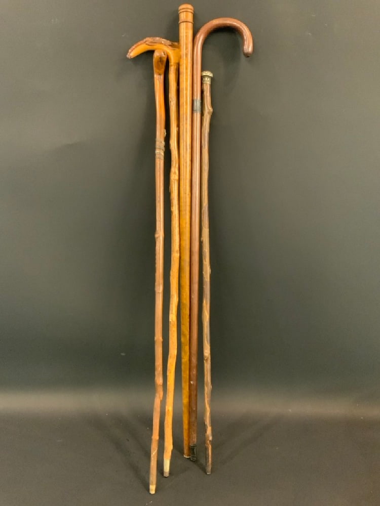 (5) Antique Wooden Canes - Sterling Silver (1 of 5)