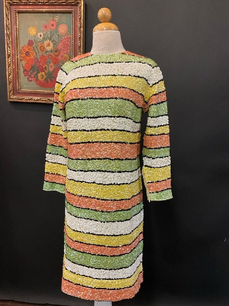 Original 1960's Multi-Colored Sequin Mini Dress (1 of 6)