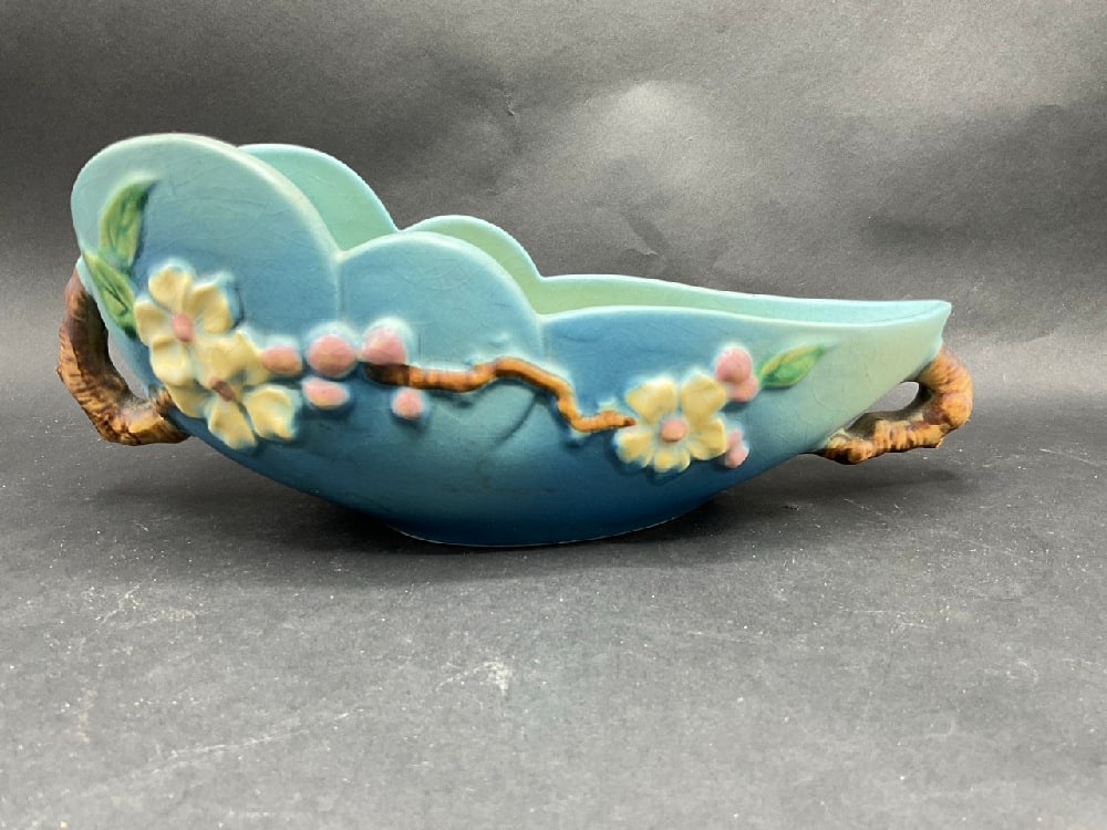 1949 Roseville Pottery Apple Blossom Slipper Bowl (1 of 5)