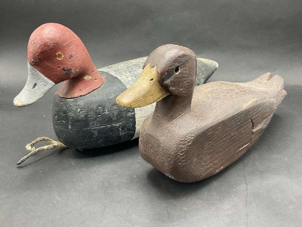(2) Vintage Carved Wood Duck Decoys (1 of 5)