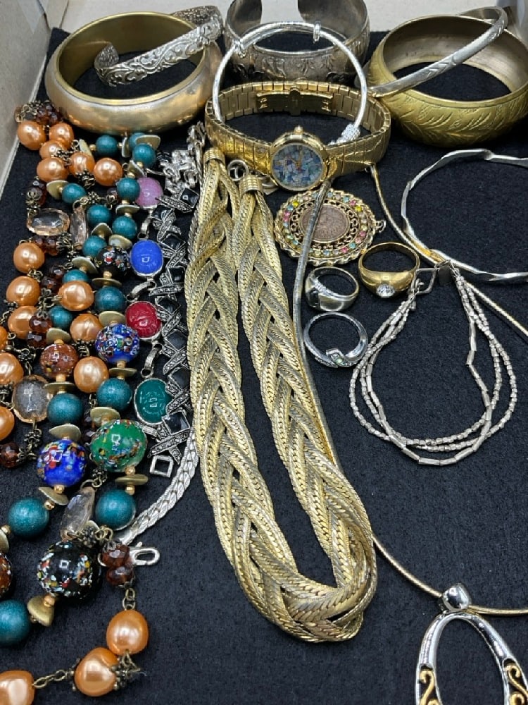 Costume Jewelry Lot, Sterling Silver with Croton Watch, Anne Klein etc.: Costume Jewelry Lot, Sterling Silver with Croton Watch, Anne Klein etc.