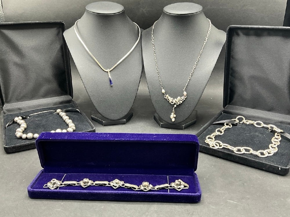 Sterling Silver Necklaces, Choker and Bracelet (1 of 7)