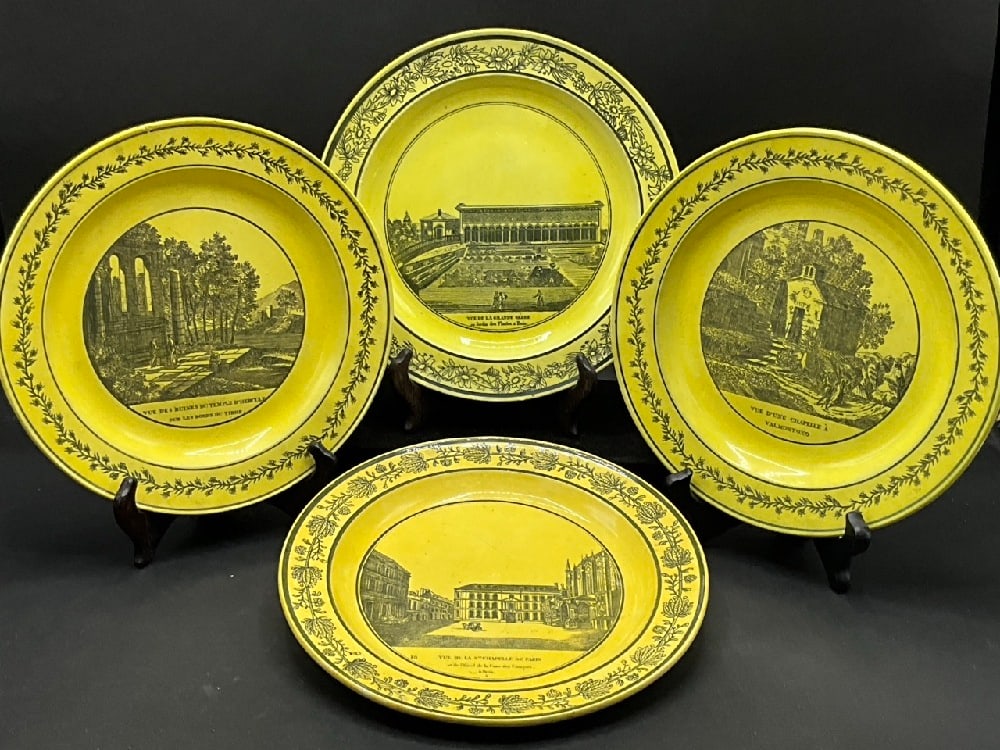 (4) Antique Early 19th Century French Choisy-le-Roi Earthenware Grisaille Plates (1 of 5)