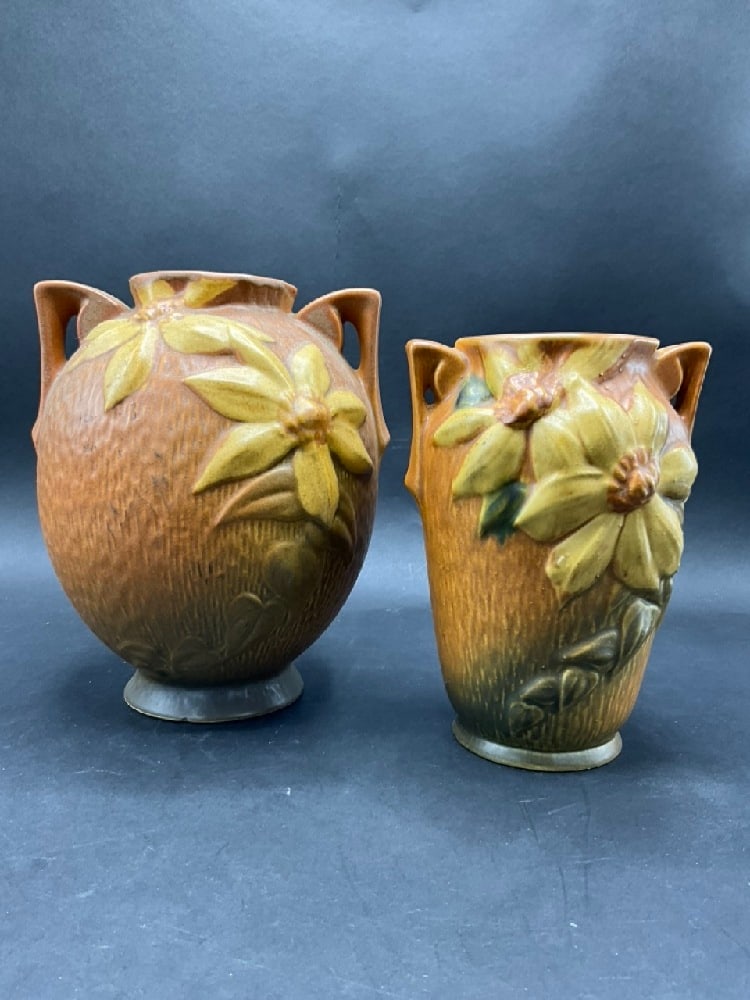 (2) Roseville Pottery Vases - Clematis (1 of 7)
