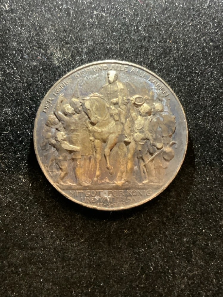 1913 Prussian Silver 3 Mark Coin: 1913 Prussian Silver 3 Mark Coin.Commemorating 100th Aniversary of War Against Napoleon King Wilhelm 2 .90% Silver .16.667 Grams. 33mm