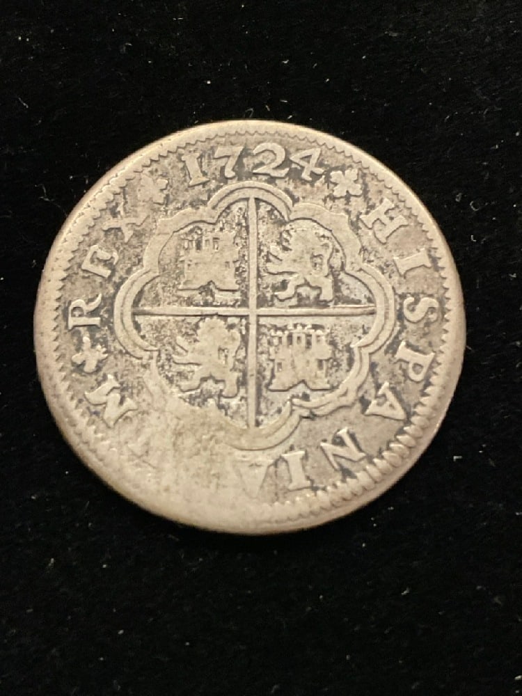 1724 Spain 2 Reales Silver Coin (1 of 2)