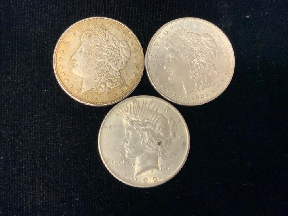 Three (3) U.S. Morgan and Peace Silver Dollars (1 of 2)