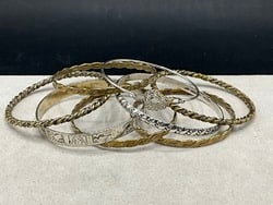 Eight (8) Sterling Silver Bangle Bracelets.Total Weight: 102 grams. (1 of 5)