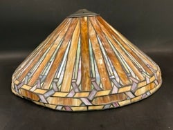 Errzom?? Mission Style Lamp ShadeDimensions: 10?? H x 20?? DNoted Damage on Rim, Please See: Errzom” Mission Style Lamp ShadeDimensions: 10” H x 20” DNoted Damage on Rim, Please See Preview Photographs