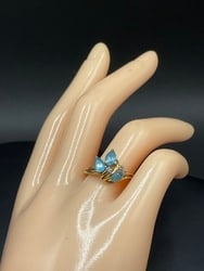 14K Blue Topaz and Diamond Ring. Total weight: 3.51 grams. Size 8.. (1 of 3)