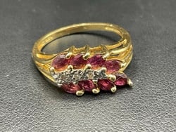 14K Yellow Gold Ruby and Diamond Ring. - 2