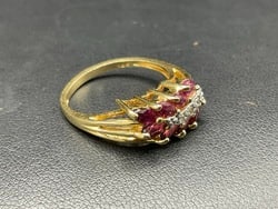14K Yellow Gold Ruby and Diamond Ring. - 3