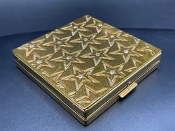 Vintage Paul Flato Goldtone Compact: Vintage Paul Flato Goldtone Compact. Some stones missing. Dimensions: 3" X 3"