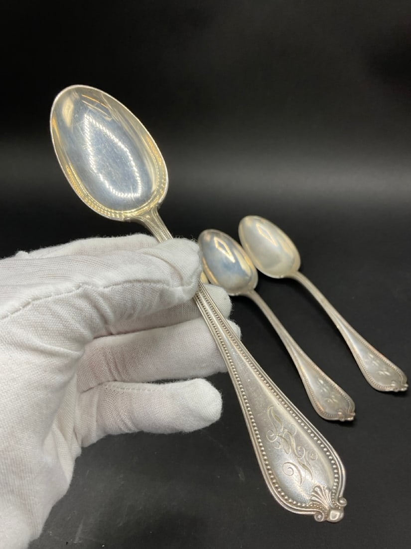 Four (4) Large Gorham Sterling Silver Serving Spoons - 4