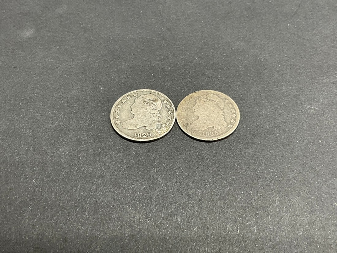 (2) U.S. Capped Bust Dimes 1929,1935: (2) U.S. Capped Bust Dimes 1929,1935.