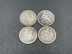 Four (4) Better Silver Seated Liberty Dimes: Four (4) Better Silver Seated Liberty Dimes.