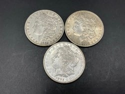 Three (3) U.S. Morgan Silver Dollars: Three (3) U.S. Morgan Silver Dollars.