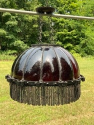 Period Cast Iron and Red Slag Glass "Moorish Style" Chandelier (1 of 9)