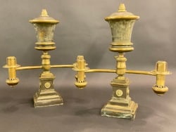 A Pair, 1820's Neoclassical Double Argand Oil Lamps: A Pair, 1820's Neoclassical Double Argand Oil Lamps. Family descent from Samuel Hale Mann 1801-1838 (New Hampshire)Dimensions: 20” x 16” x 8”