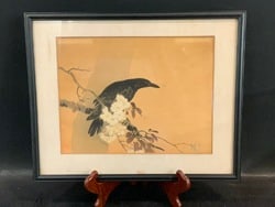 “Crow and Blossoms?? - O’Hara Koson Japanese Woodblock Print: “Crow and Blossoms” - O’Hara Koson. Japanese Woodblock PrintDimensions: 12” x 14”