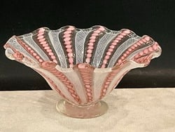 Murano Ventian Latticino Candy Bowl: Murano Ventian Latticino Candy Bowl .Dimensions: