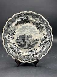 Staffordshire Black Transferware??President’s House Plate: Staffordshire Black Transferware”President’s House Plate” . 19th century.Dimensions: 19” D