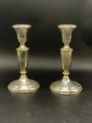 A Pair, Sterling Silver Weighted Candlesticks (1 of 4)