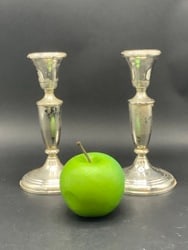 A Pair, Sterling Silver Weighted Candlesticks - 2