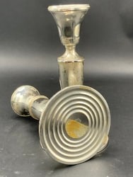 A Pair, Sterling Silver Weighted Candlesticks - 3