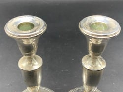 A Pair, Sterling Silver Weighted Candlesticks - 4