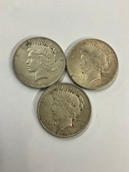 Three (3) Philadelphia Mint Silver Peace Dollars (1 of 2)