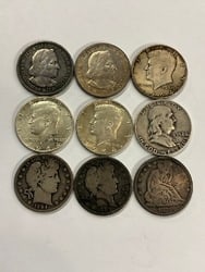 Nine (9) 90% Silver US Half Dollars (1 of 2)