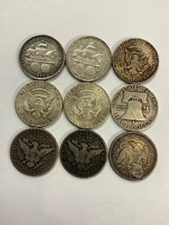 Nine (9) 90% Silver US Half Dollars - 2