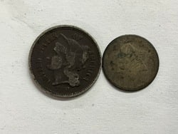No Date 3 Cent Silver and 1868 3 Cent Nickel: No Date 3 Cent Silver and 1868 3 Cent Nickel.